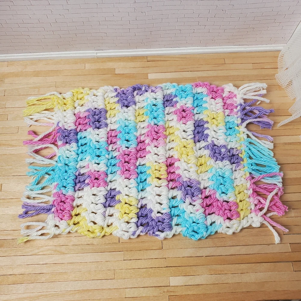 Miniature Dollhouse Crochet Throw Blanket 1:12 Scale Maileg